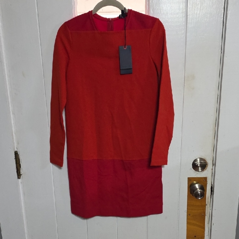 NWT AJ/Armani Jeans Womens Dress 2-Tone Red Sleek Stretch Authenticaton Tag Sz S